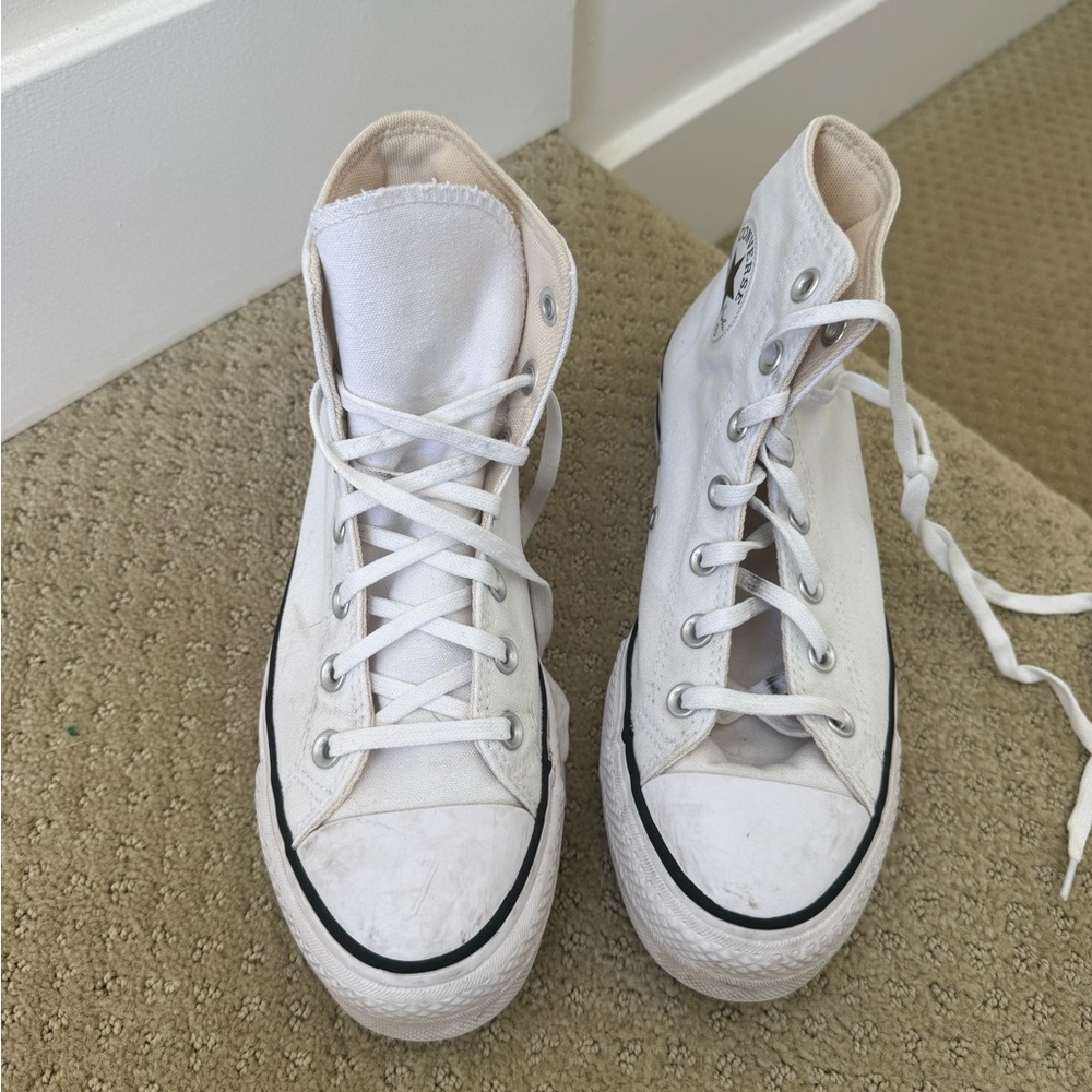 Converse Women's White High-Top platform Sneakers